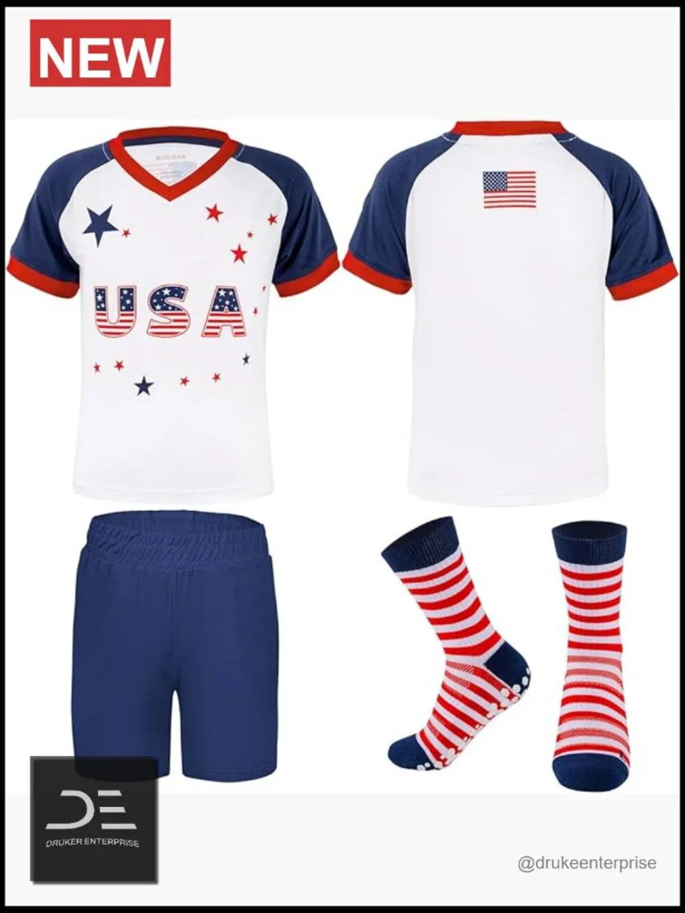 Unisex Kids Soccer Jersey Set with Shorts & Socks 1-14 Years